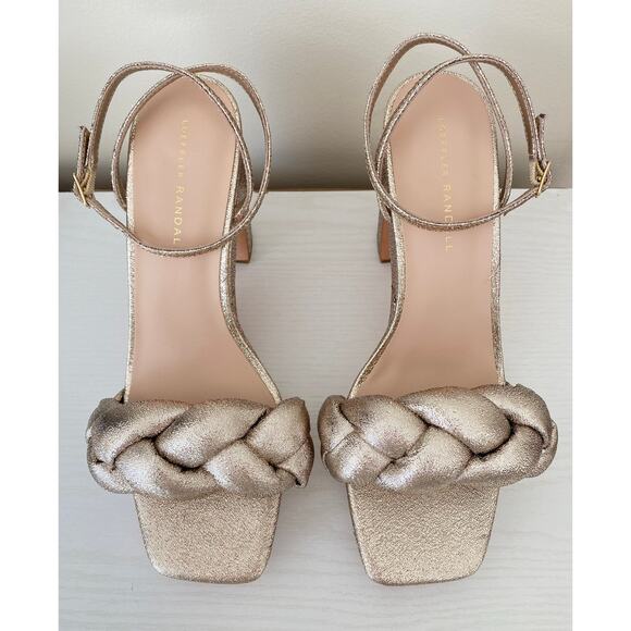 Loeffler Randall Fae Metallic Braided Strap Heels Platform Sandals Prosecco 10 - Picture 16 of 16